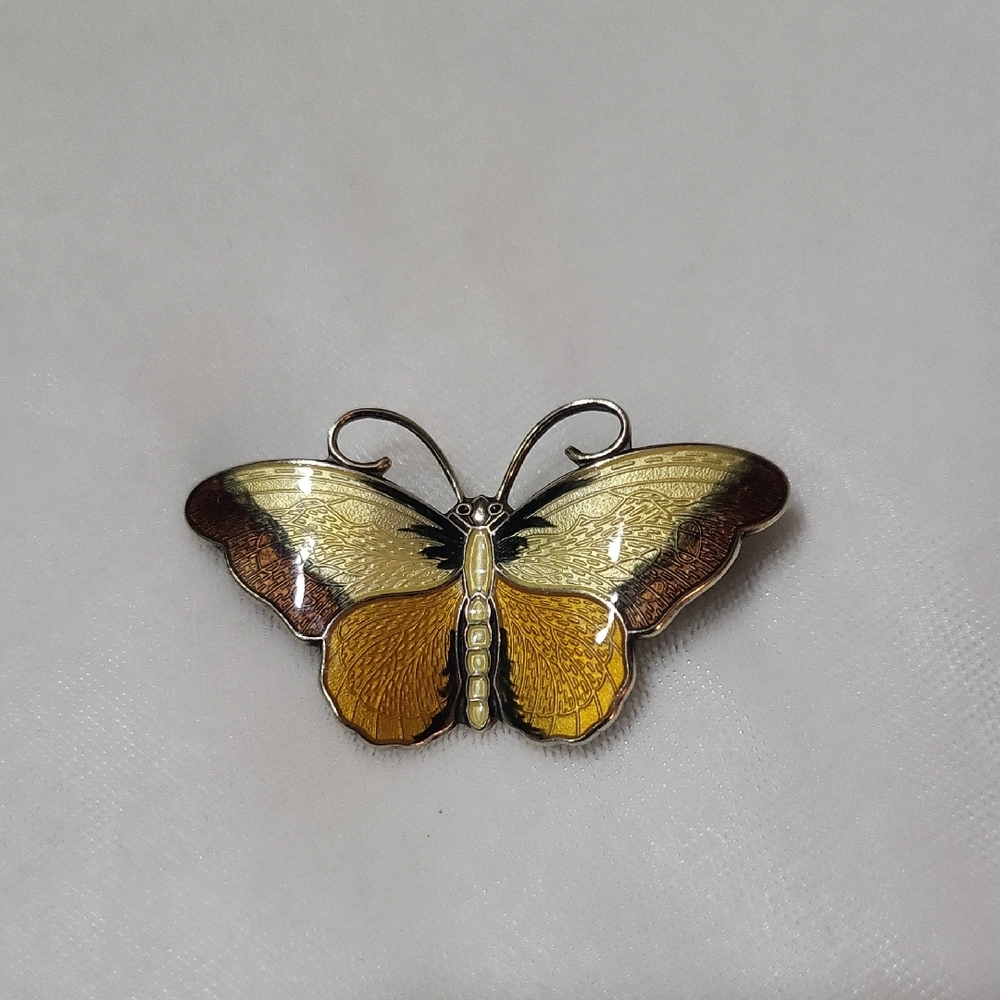 Vtg Sterling Silver Enamel Butterfly Pin Norway